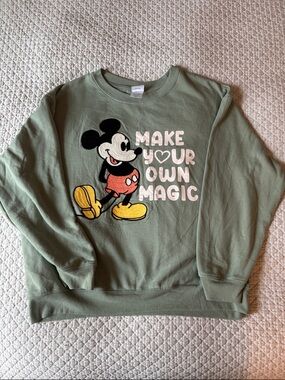 Disney Mickey Mouse Sage Green Pullover Sweatshirt